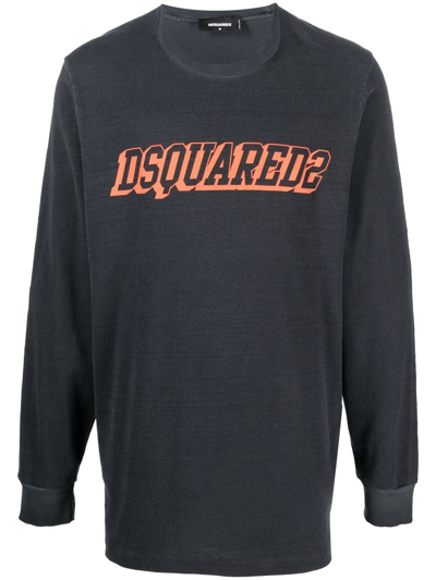 Dsquared2 Logo-print Long-sleeve Sweatshirt In Grau