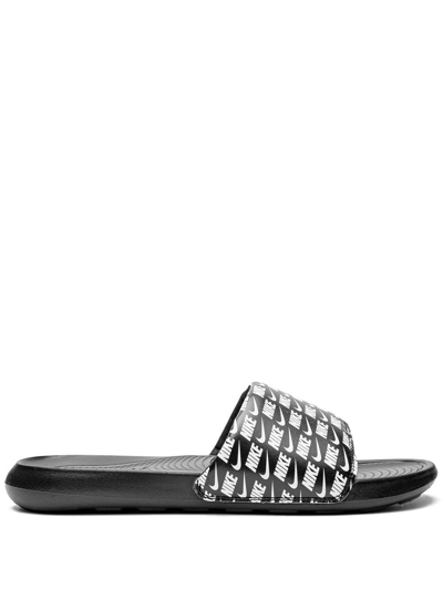 Nike Victori One Logo-print Slides In Black