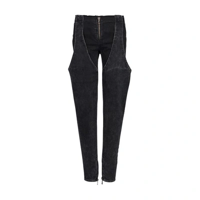 Balmain Low-rise Washed Cotton Jeans In Black