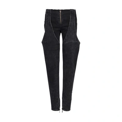 Balmain Low-rise Washed Cotton Jeans In Noir Delave