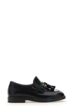 Gucci 20mm Web Patent Leather Loafers In Black