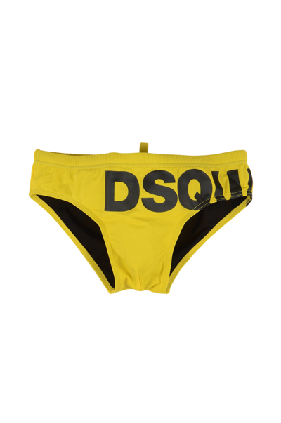 Dsquared2 Logo-print Swimming Briefs In Gelb