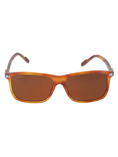 Cartier Square Frame Sunglasses In Brown
