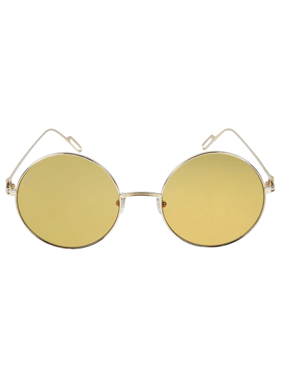 Cartier Round Frame Sunglasses In Gold/yellow