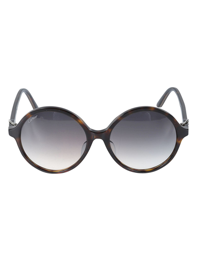 Cartier Round Frame Sunglasses In Brown/grey