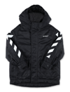 Off-white Helvetica Nylon Parka In Black White
