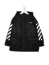 Off-white Logo-print Parka Jacket In Black White