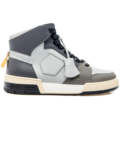 Buscemi Air Jon High Vitello Leather Sneakers In Grigio