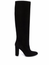 Via Roma 15 Black Suede Ankle Boots With Refined Block Heel In Nero