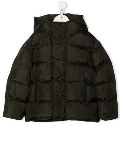 Dsquared2 Kids Military Green Down Jacket With Contrast Logo On Back In Verde Militare