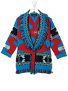 ALANUI KIDS ICON CARDIGAN IN BLUE AND RED CASHMERE