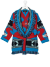 Alanui Kids Icon Cardigan In Blue And Red Cashmere In Red Multicolor