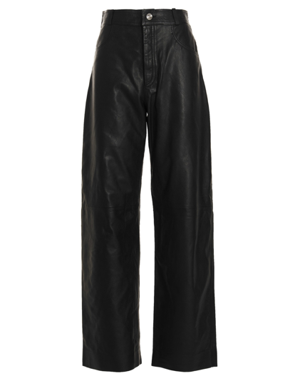 Nynne Briony High Waist Leather Pants In Black