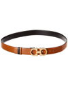Ferragamo Reversible And Adjustable Gancini Belt In Brown