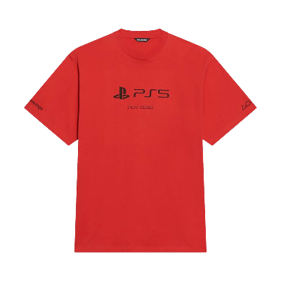 Pre-owned Balenciaga Playstation Boxy Tee 'vermillon/black' In Red