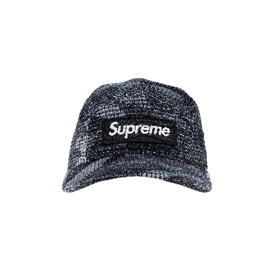 Pre-owned Supreme Camo Grid Velvet Camp Cap 'black Camo'