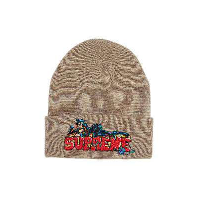 Pre-owned Supreme Catwoman Beanie 'stone' In Tan