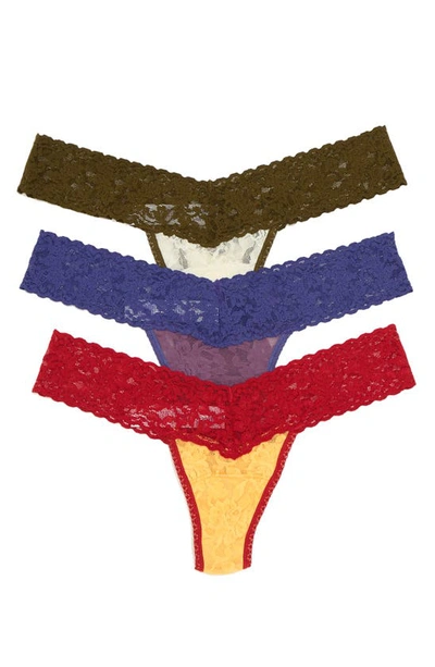 Hanky Panky Low Rise Lace Thong In Ivo3-olvg/snsg-maor/
