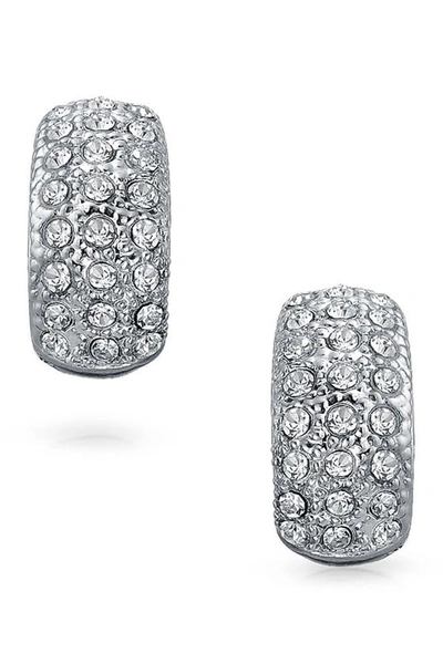Bling Jewelry Fun Magnetic Crystal Detail Huggie Earrings In Grey