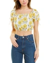 Celina Moon Short Sleeve Crop Top In Yellow