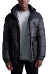 Karl Lagerfeld Tonal Colorblocked Puffer Jacket In Black