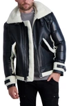 Karl Lagerfeld Men's Faux-shearling Fabric-blocked Jacket In Black/white