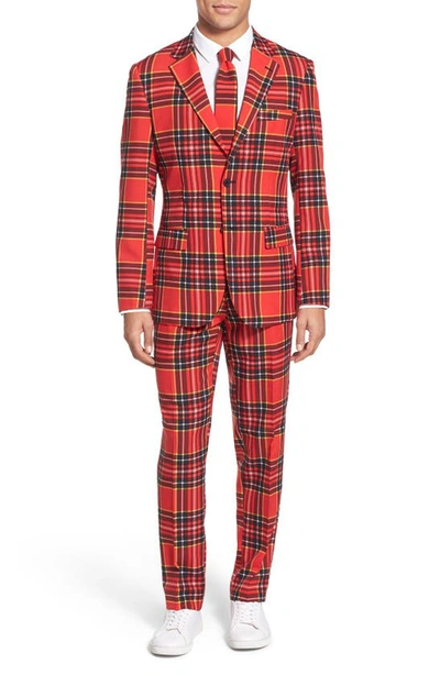 Opposuits 'lumberjack' Holiday Suit & Tie In Red