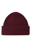 Allsaints Ramskull Embroidered Beanie In Amarone Red