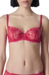 Simone Perele Reve Scalloped Lace Demi Bra In Ruby