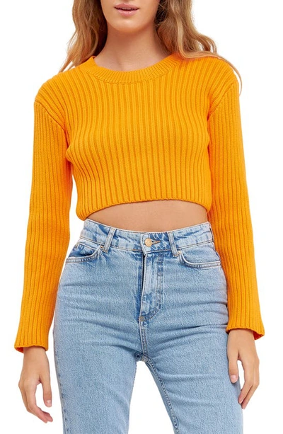 English Factory Crop Rib Sweater In Orange