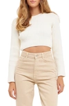 English Factory Crop Rib Sweater In Cream