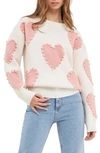 English Factory Heart Imitation Pearl Sweater In Pink Multi