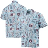 WES & WILLY WES & WILLY LIGHT BLUE AUBURN TIGERS VINTAGE FLORAL BUTTON-UP SHIRT