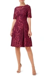 Adrianna Papell Embroidered Lace Cocktail Dress In Red