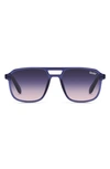 Quay On The Fly 45mm Gradient Aviator Sunglasses In Navy/ Navy Pink