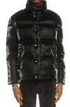 SAINT LAURENT LATEX EFFECT QUILTED DOWN JACKET