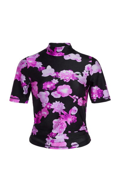 Coperni Floral-print Stretch-jersey Top In Pink