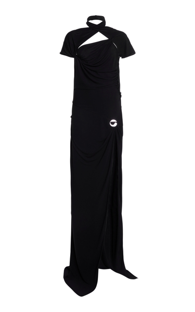 Coperni Draped Jersey Maxi Dress In Black