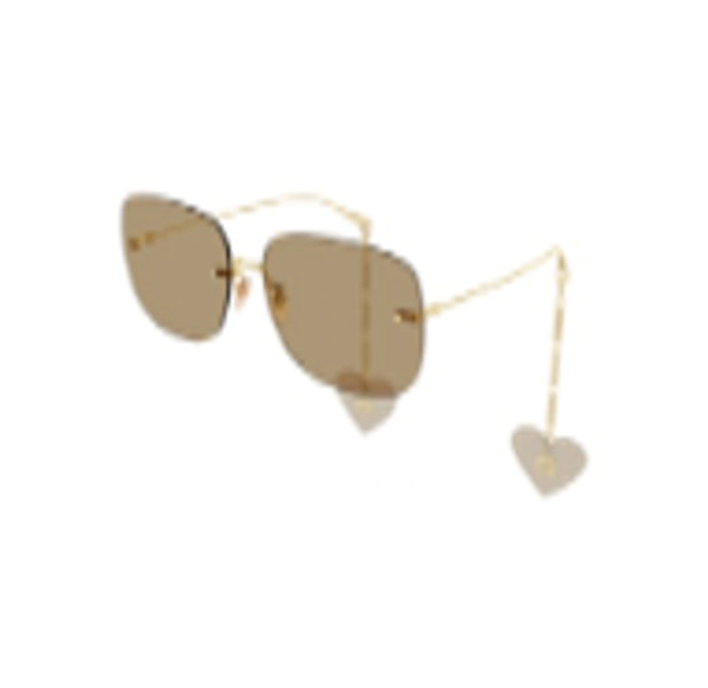 Gucci Brown Square Ladies Sunglasses Gg1148s 003 65 In Brown,gold