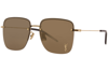 Saint Laurent Womens Ys000297 Sl 312 M Rectangular-frame Metal Sunglasses Gold In Brown,gold Tone