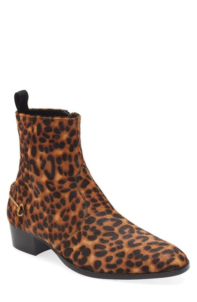 Kurt Geiger Gin Leopard-print Pony Hair Ankle Boots In Brown/oth