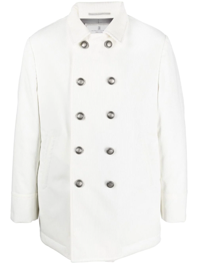 Brunello Cucinelli Double-breasted Corduroy Coat In Animal Print