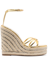 Sophia Webster Alina Metallic Crystal Wedge Espadrilles In Gold