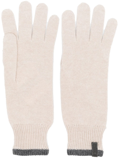 Brunello Cucinelli Fine-knit Cashmere Gloves In Nude
