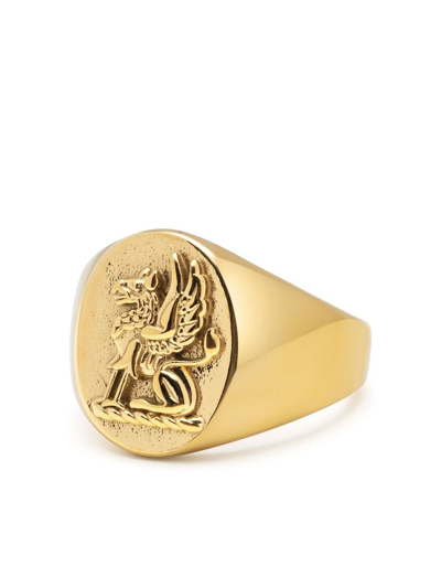 Nialaya Jewelry Lion Crest Signet Ring In Gold