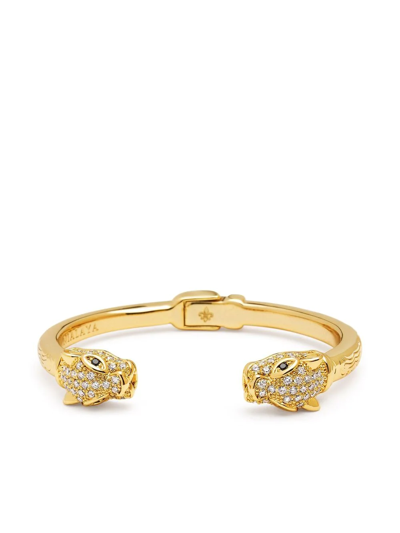 Nialaya Jewelry Crystal-embellished Panther Bangle In Gold