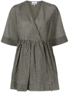 Ganni Gingham-print Seersucker Minidress In 334 Gingham Starfish