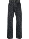 Aries Lilly Abstract-print Straight-leg Jeans In Schwarz