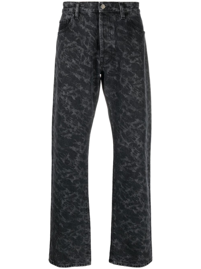 Aries Lilly Abstract-print Straight-leg Jeans In Black
