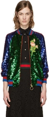 Gucci Appliquéd Sequined Tulle And Satin Bomber Jacket